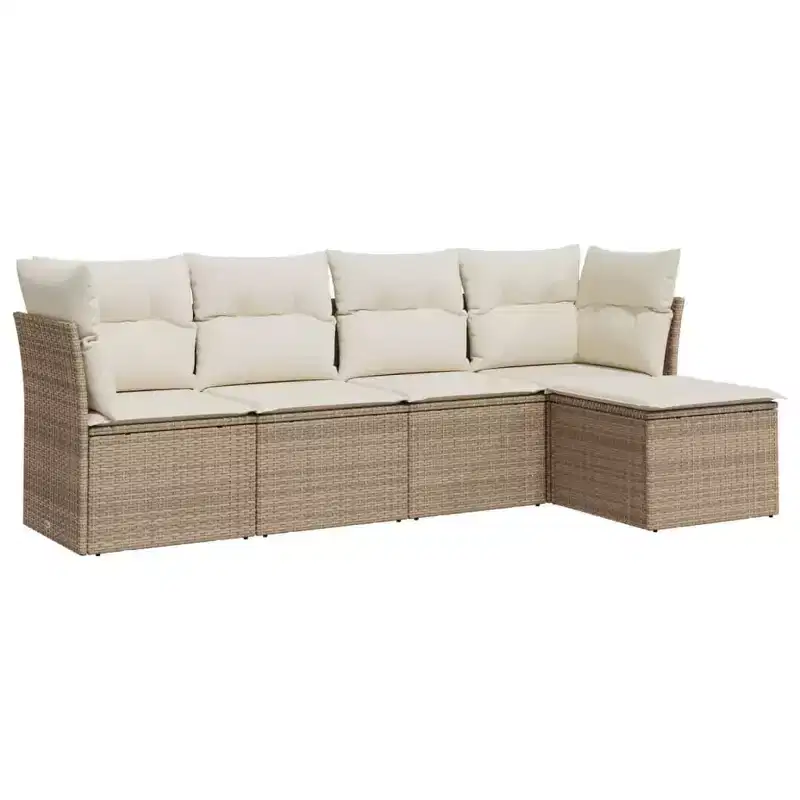 vidaXL 5 Piece Patio Sofa Set with Cushions Poly Rattan, Modular Outdoor Sectional, Multiple Colors and Models