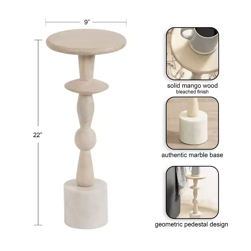 Kate and Laurel Avenal Drink Table, 9x9x22, White