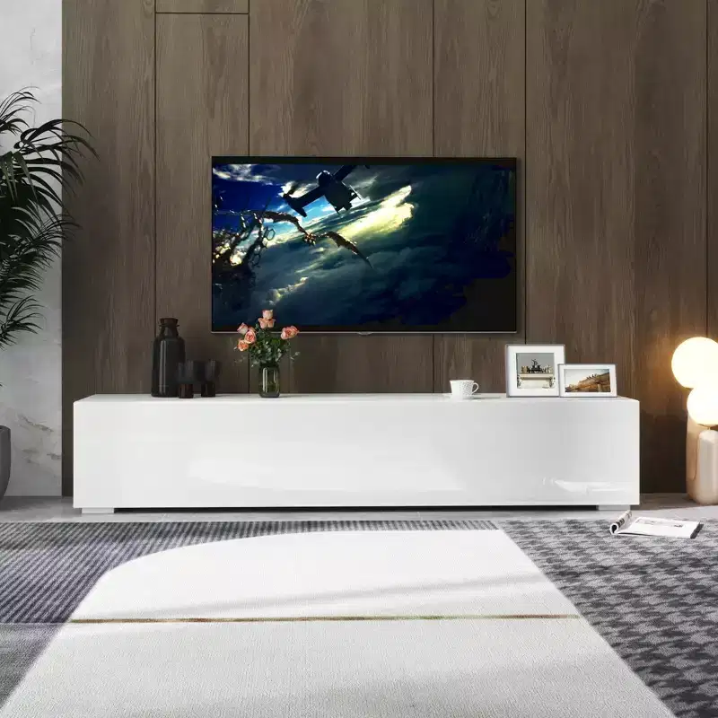 White Floating Wall-Mounted TV Stand, for TVs up to 59