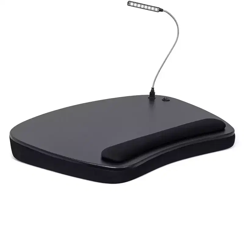 Oversized Memory Foam Lap Desk with USB Light - Fits Laptops Up to 17 Inches - Matte Black