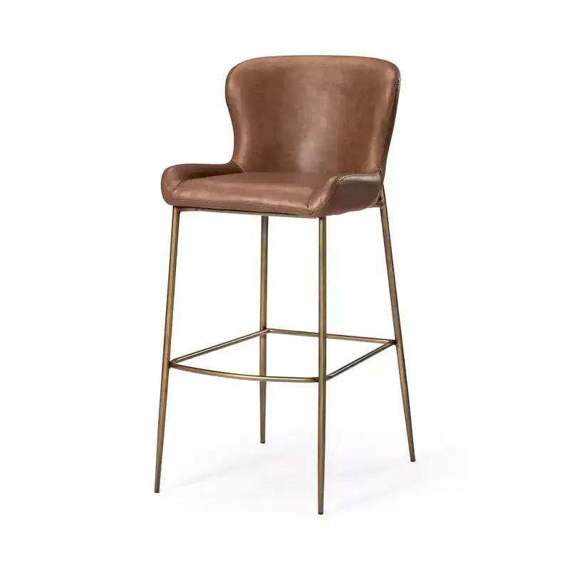 31 Inch Metal Bar Stool with Faux Leather Seat and Sleek Modern Frame