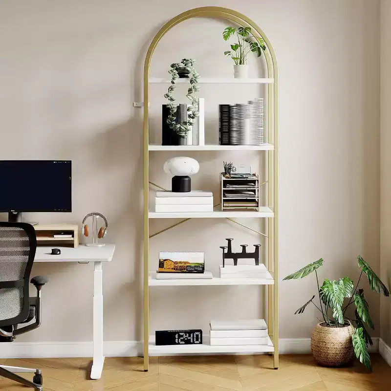 6-Tier Tall Bookcase, Metal & Wood Storage Organizer Shelf, Industrial Display Rack for Home Office, Living Room, 2-Pack