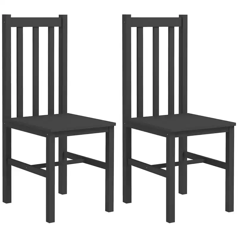 HOMCOM Dining Chairs Set, Pine Wood Kitchen Chairs with Slat Back, Farmhouse Dining Room Chairs