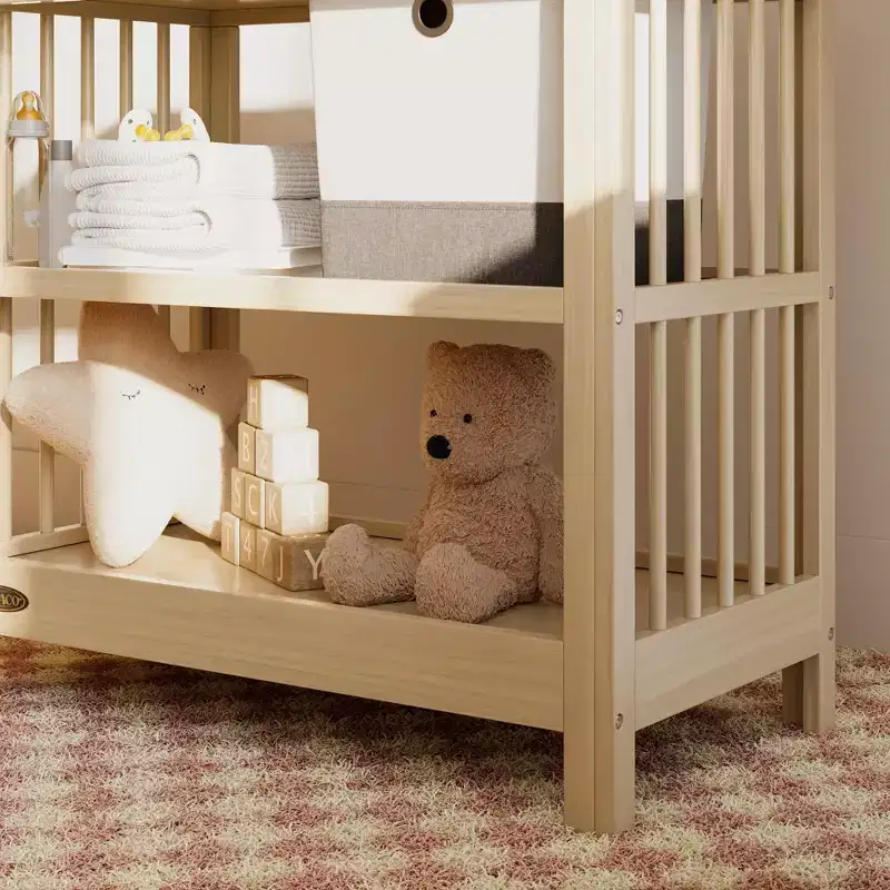 Baby Changing Table with Water-Resistant Pad & 2 Open Shelves – GREENGUARD Gold Certified, White