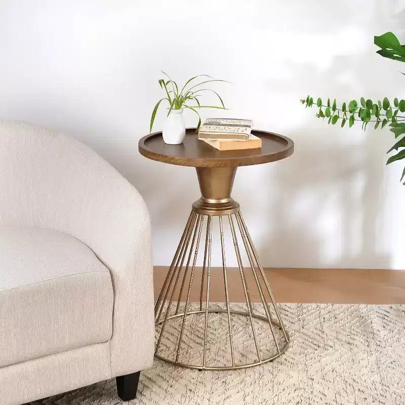 Christopher Knight Home Angelo Retro Pine Wood End Table with Iron Hollow-Base