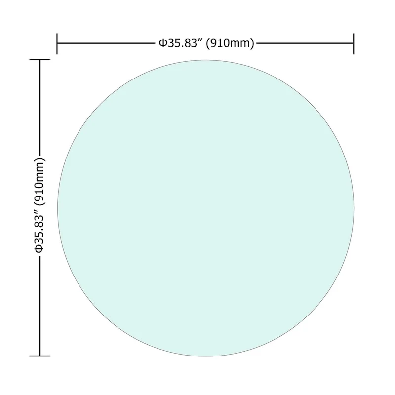 Round Tempered Glass Table Top with Thick Flat Polished Edge
