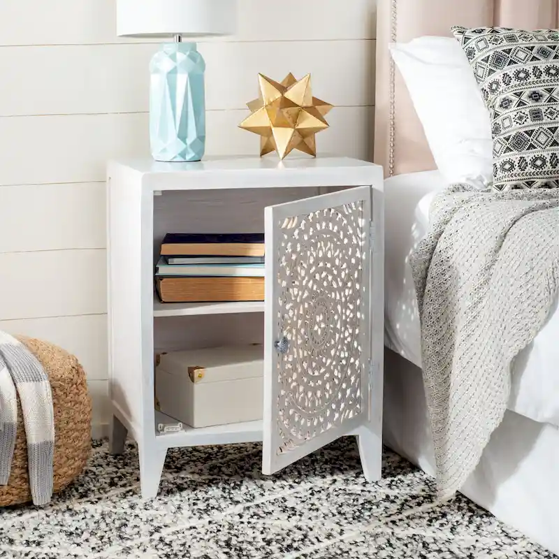 Single-Door Carved Nightstand