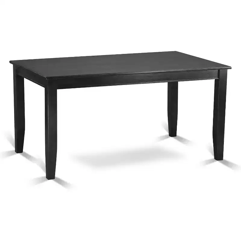 Black Rectangle Dining Table Set with Shitake Linen Chairs, Seats 6 (7-Piece)