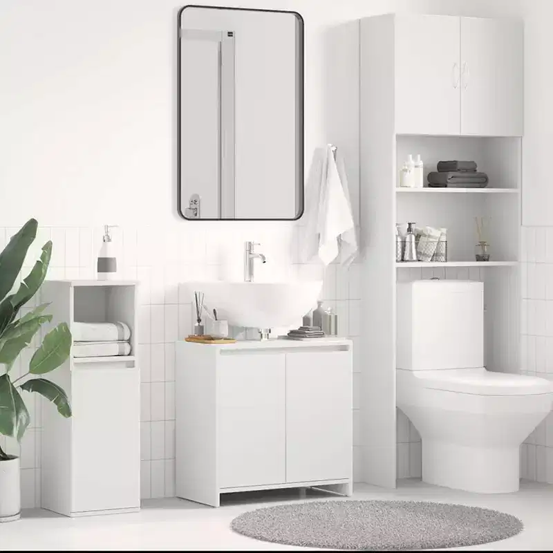 vidaXL Bathroom Cabinet White Engineered wood Medium Bathroom Cabinet