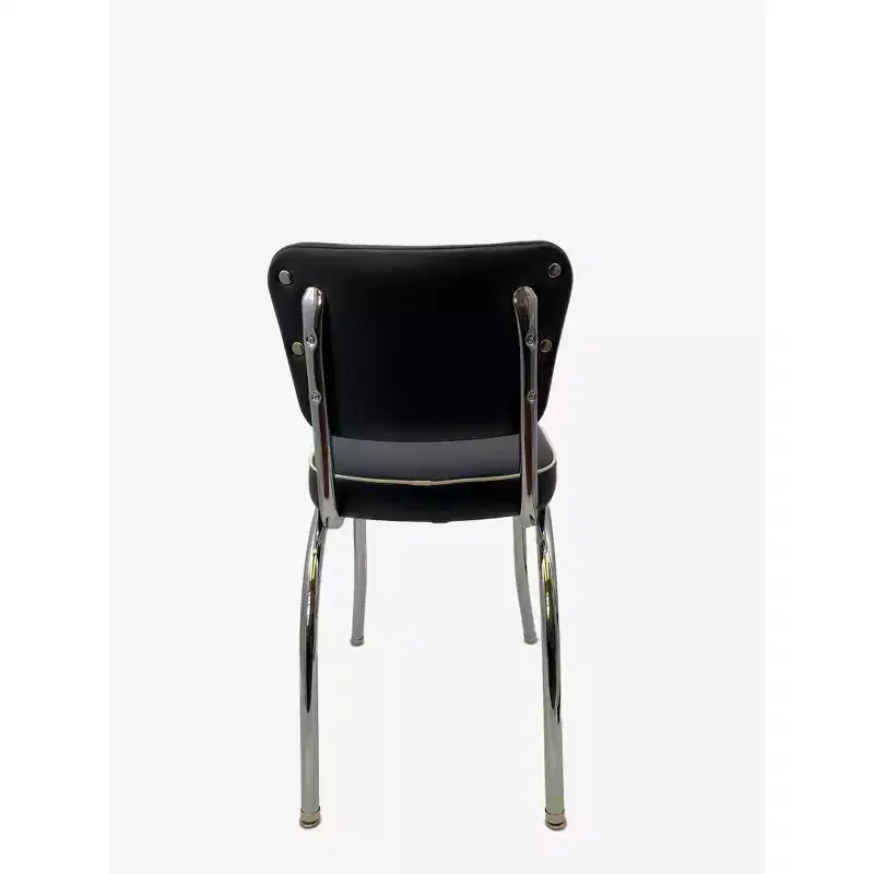 Diner Chair with Black: 14 Gauge Steel Frame, Retro Style, Vinyl Upholstery, No Assembly Required