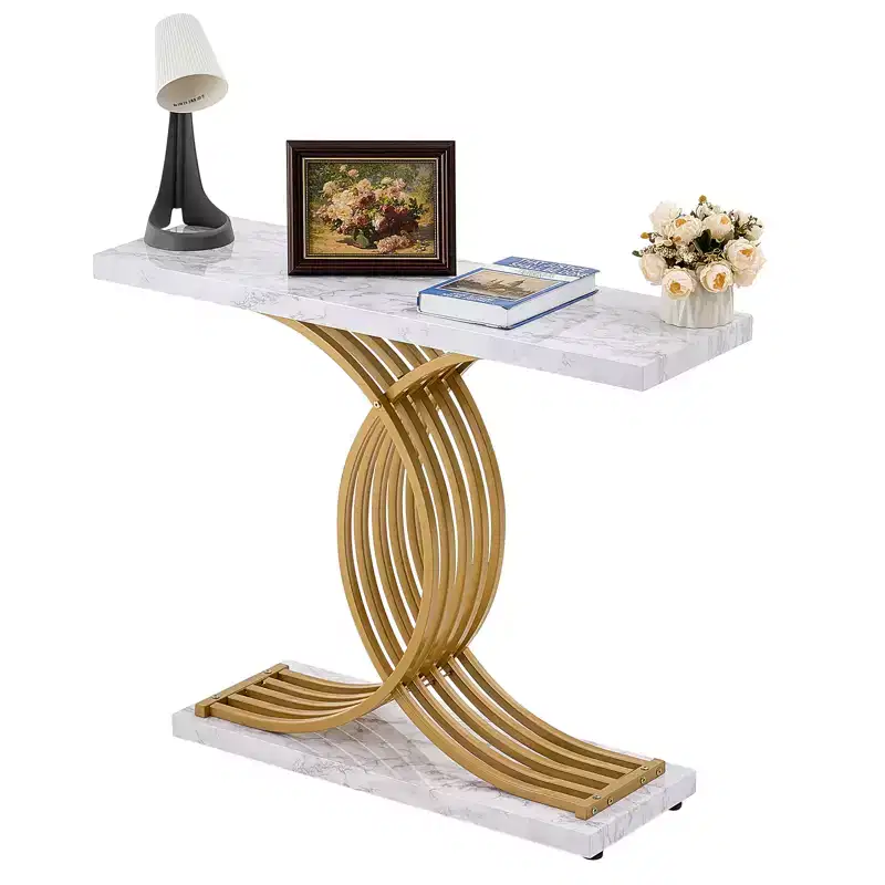 VEVOR Narrow Console Sofa Table, 39.4 inches Behind Couch Table, 1-Tier Long Entryway Table and Skinny Hallway Table, Narrow Sofa Table, White