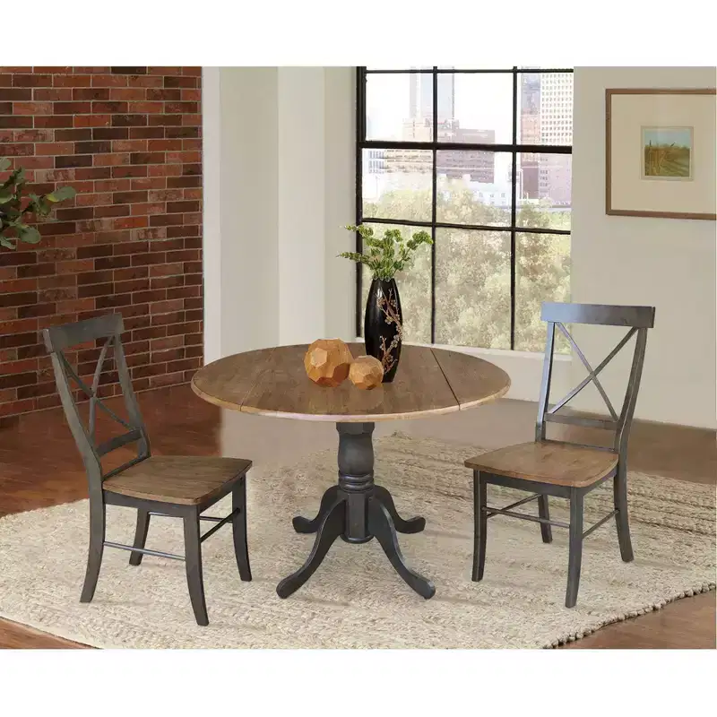 42 Mase Dual Drop Leaf Table with 2 X Back Chairs - International Concepts