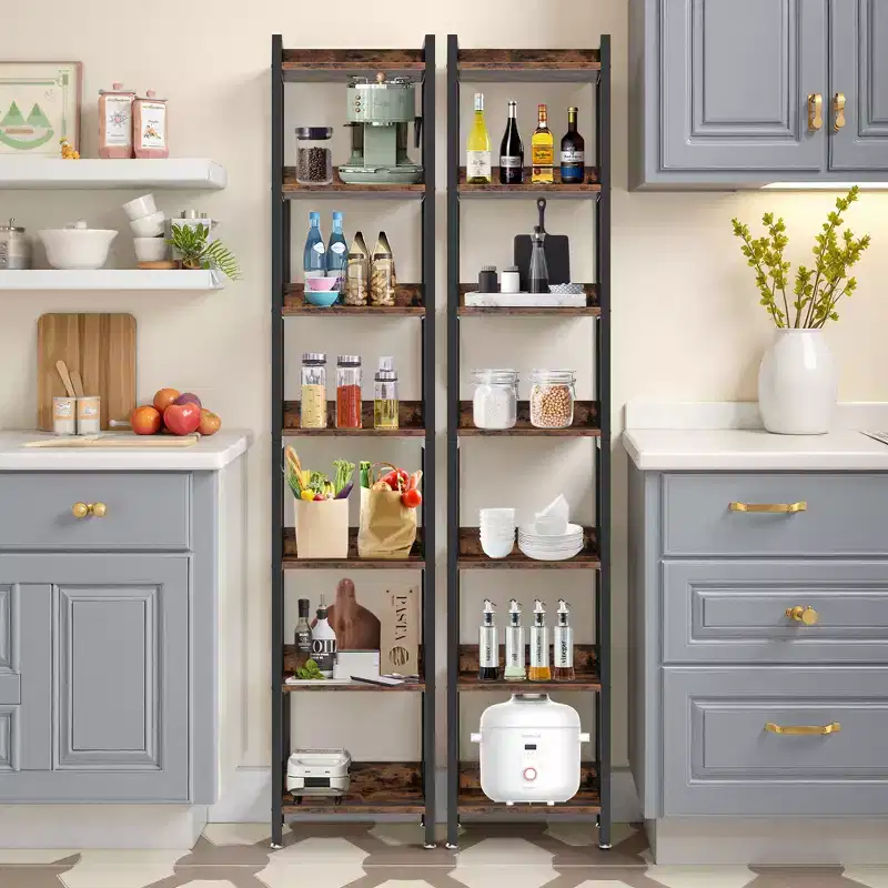 Versatile 7-Tier Bookcase for Books Decor Kitchen Bathroom Essentials