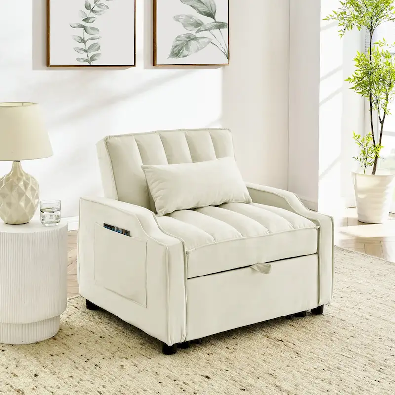 Velvet Pull Out Armchair