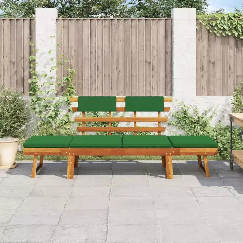 vidaXL Garden Bench Green, Brown Solid Acacia wood, Polyester Medium