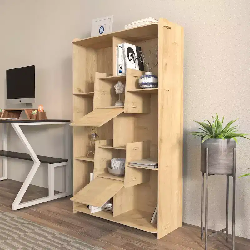 6-Shelf Bookcase with Cabinet Storage