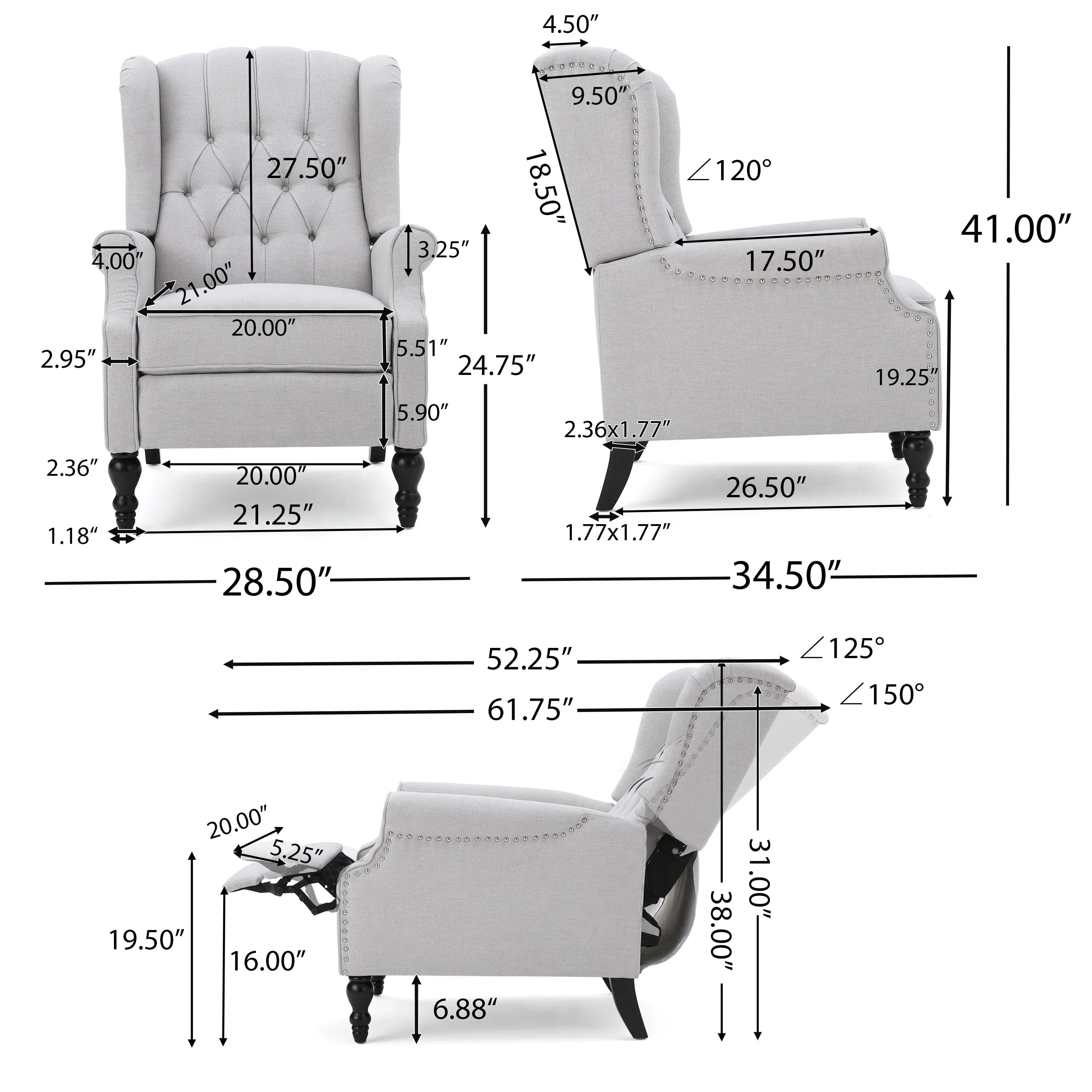 Walter Tufted Fabric Recliners (Set of 2) by Christopher Knight Home