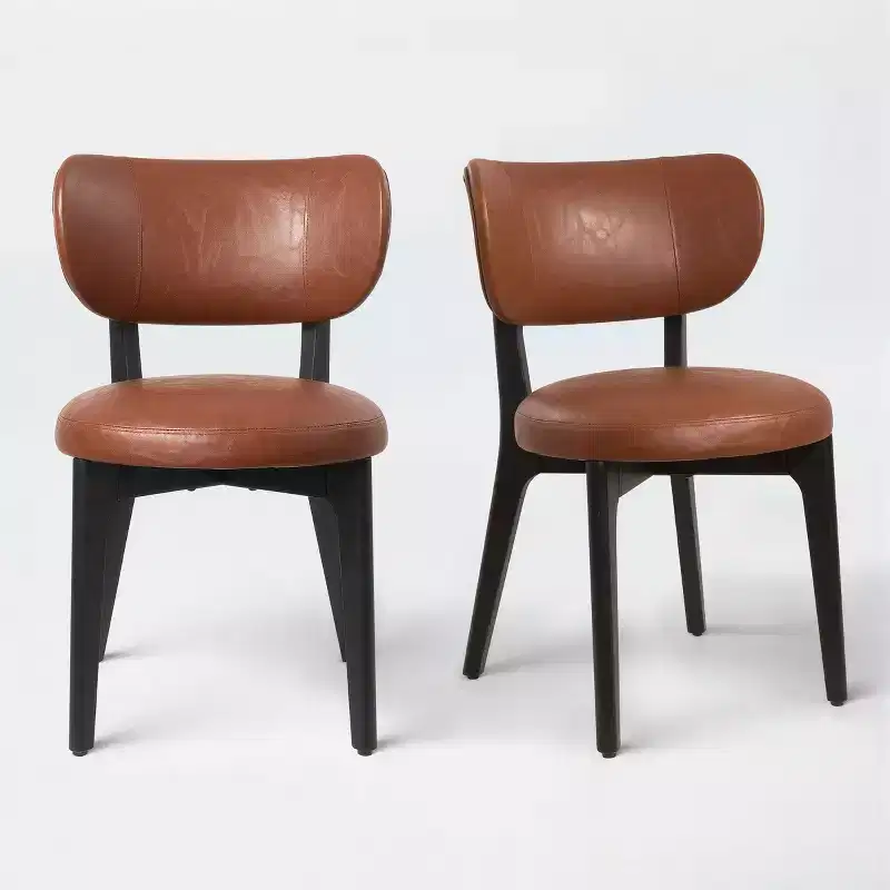 2 Solid Wood and Upholstered Accent Dining Chairs