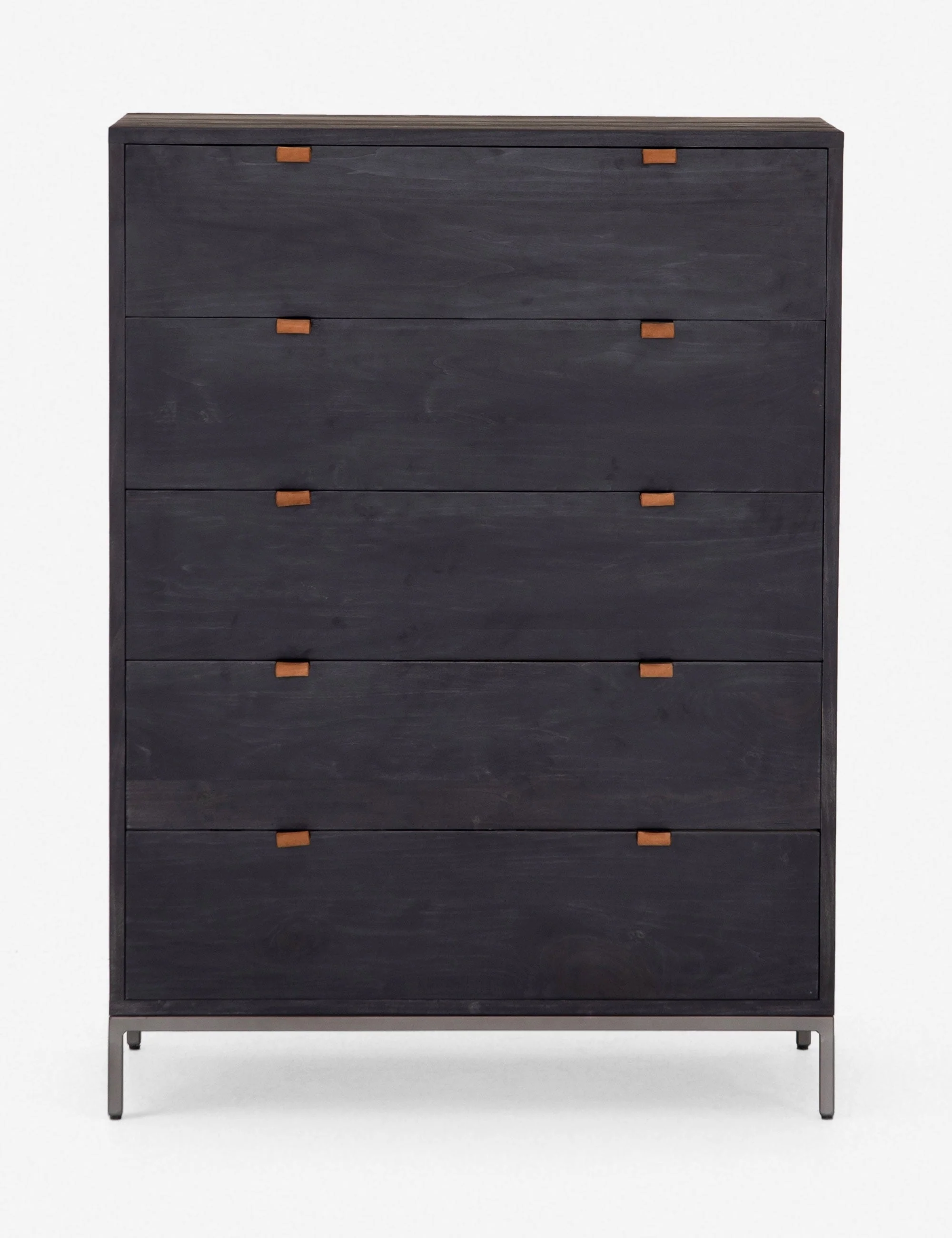 Dresser Keep your bedroom style grounded (and clutter-free) with this wooden dresser. Featuring mid-century aesthetics with a slim iron base