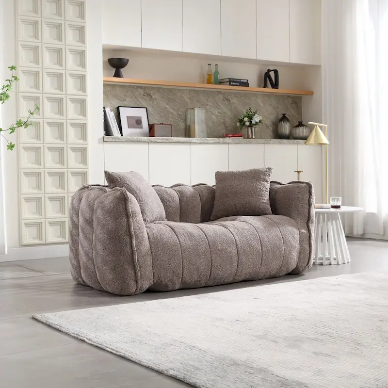 Roomfitters Soft Beanbag Chair with High Resilience Foam Core  Comfortable Square Recliner Sofa for Gaming, Watching TV
