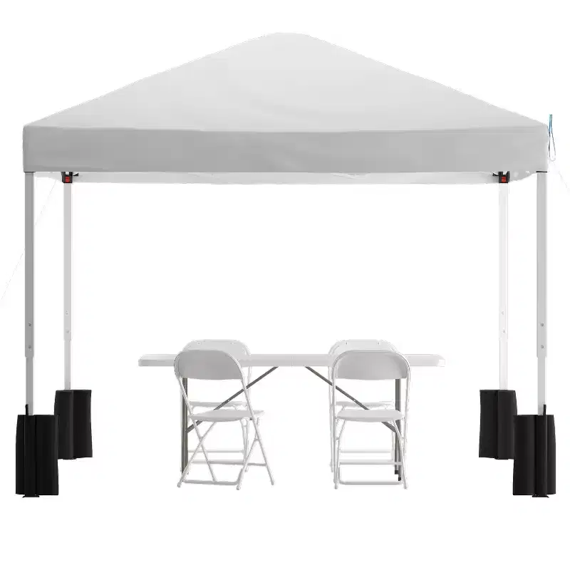 Emma and Oliver Outdoor Event/Tailgate Tent Set with Pop Up Event Canopy and Wheeled Case and Bi-Fold Table with Carrying Handle