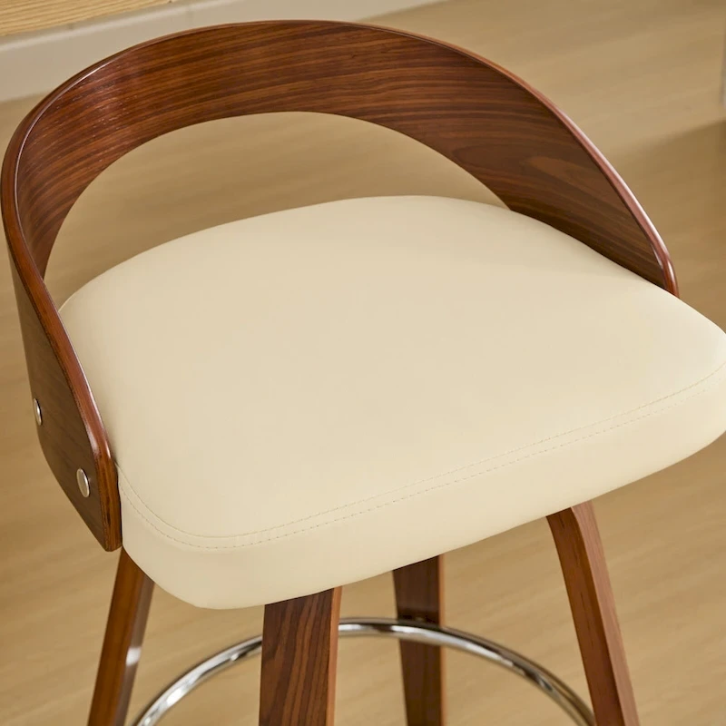 Counter Height Barstools Set of 2, Dining Chairs with Soft Cushion Seat, Kitchen Stool Island with Footstool and Low Back