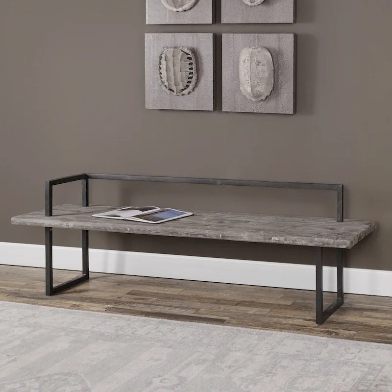 Uttermost Herbert Antique White Reclaimed Wood Bench