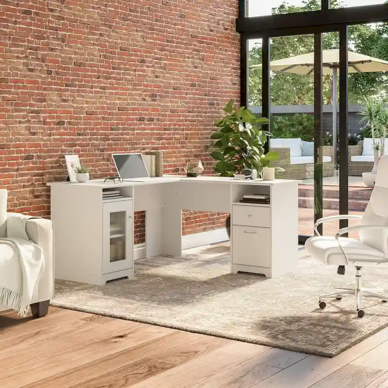 60W L-Shaped Computer Desk with Storage