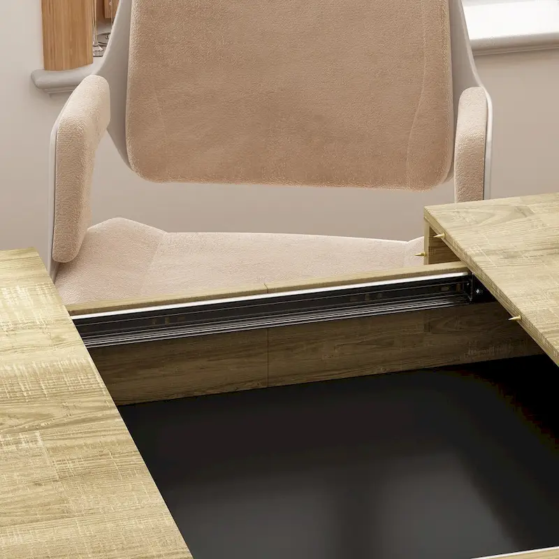 Extendable Dining Room Table Wood Finish Top Computer(Black/White)