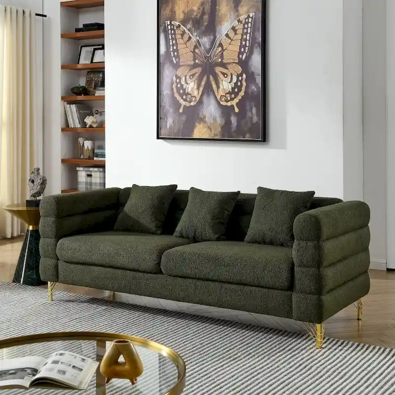 Fabric 3-seater Sofa with 3 Pillows