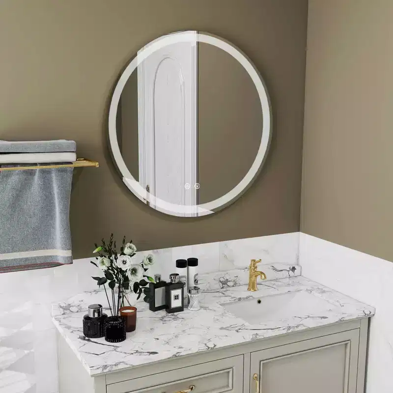 MAYEERTY 24 Inch Smart Anti-fog LED Bathroom Mirror, Circular Dual Lights 3-Color Temperature Memory Dimming