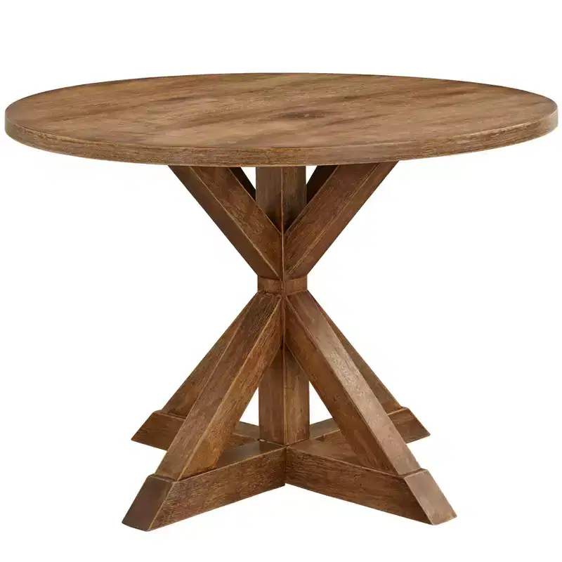Buylateral 59 Roma Farmhouse Pedestal Dining Table Driftwood: Rubberwood & Veneer, 6 Seats, Pedestal Base