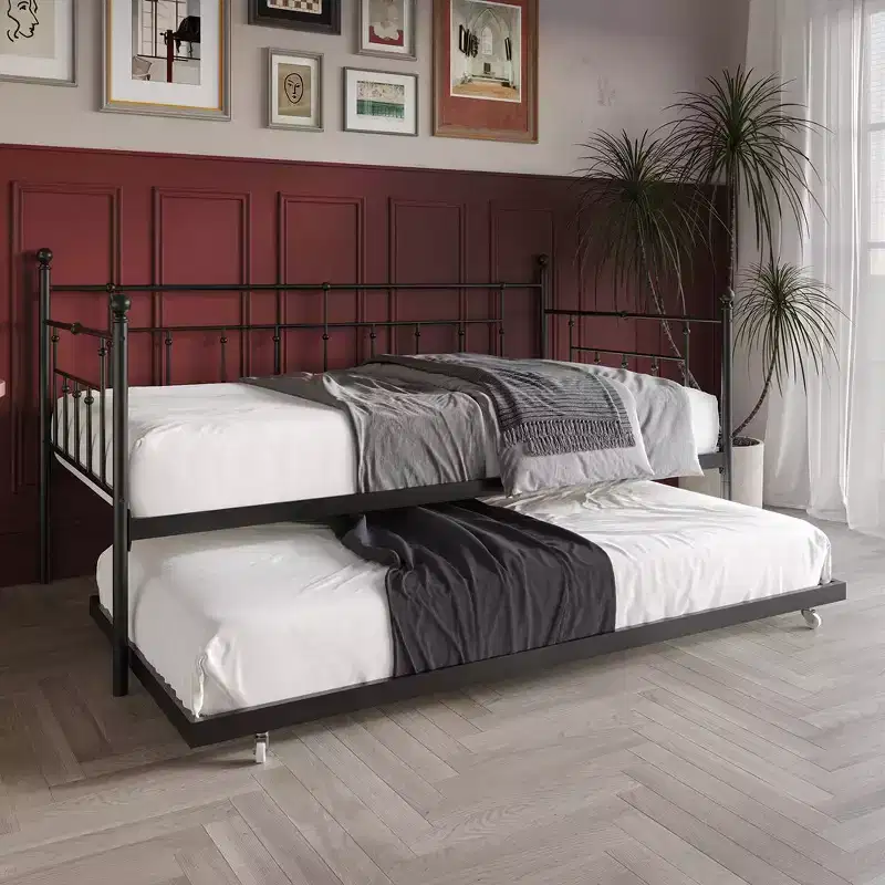 ChaletPosh Twin Size Metal Daybed With Trundle