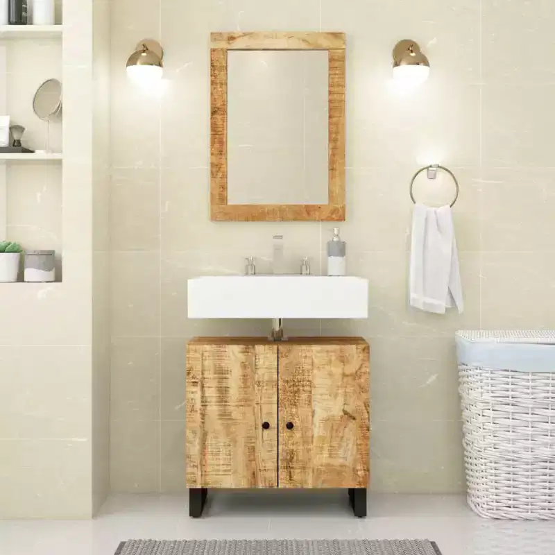 Sink Cabinet Natural wood Solid mango wood Medium Sink Cabinet