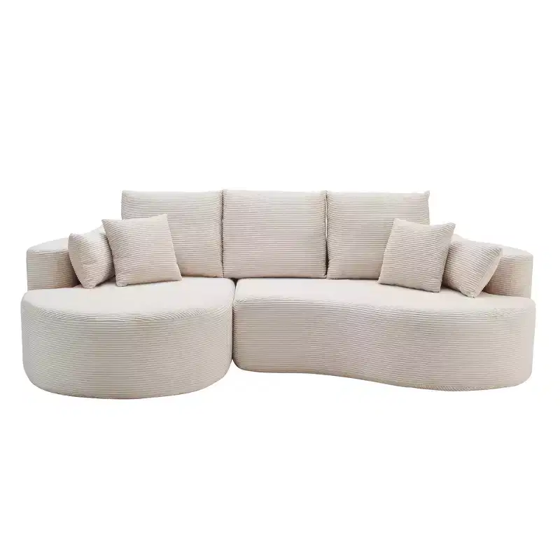 Christopher Knight Home Shamus 106 Modern Cozy Upholstered 4 Seater Curved Sectional Sofa with 7 Pillows