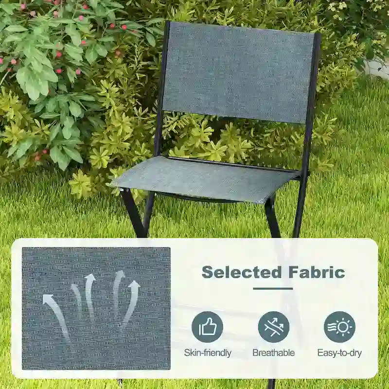 Gymax Folding Bar Stools Set of 2 Patio Sling Chairs w/ Backrest