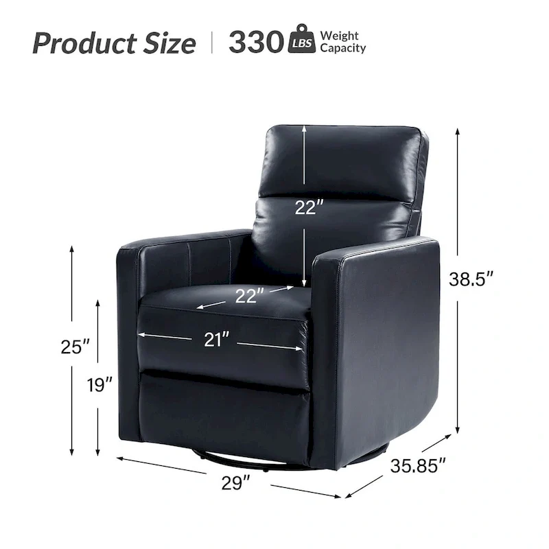 Josefa Modern Genuine Leather Swivel Rocker Recliner Set of 2 by Hulala Home