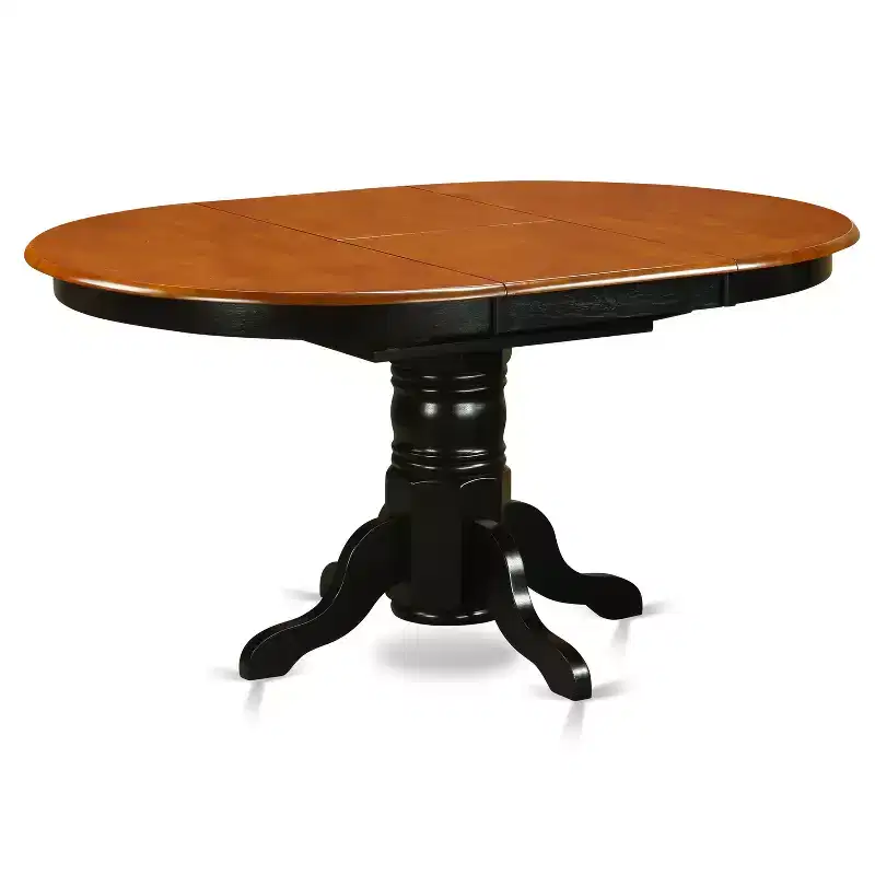Black Oval Extension Dining Table Set, Pedestal Base, Seats up to 6, 7-Piece