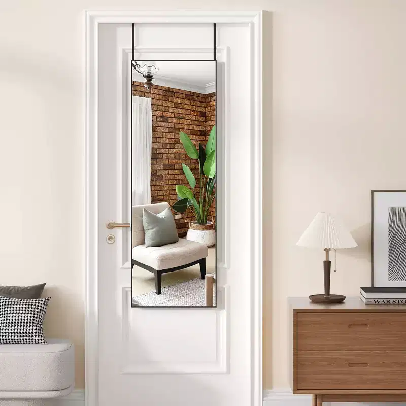 Full Length Mirror Standing Hanging or Leaning Wall, Full Body Floor Mirror with Stand Aluminum Alloy Thin Frame for Bedroom