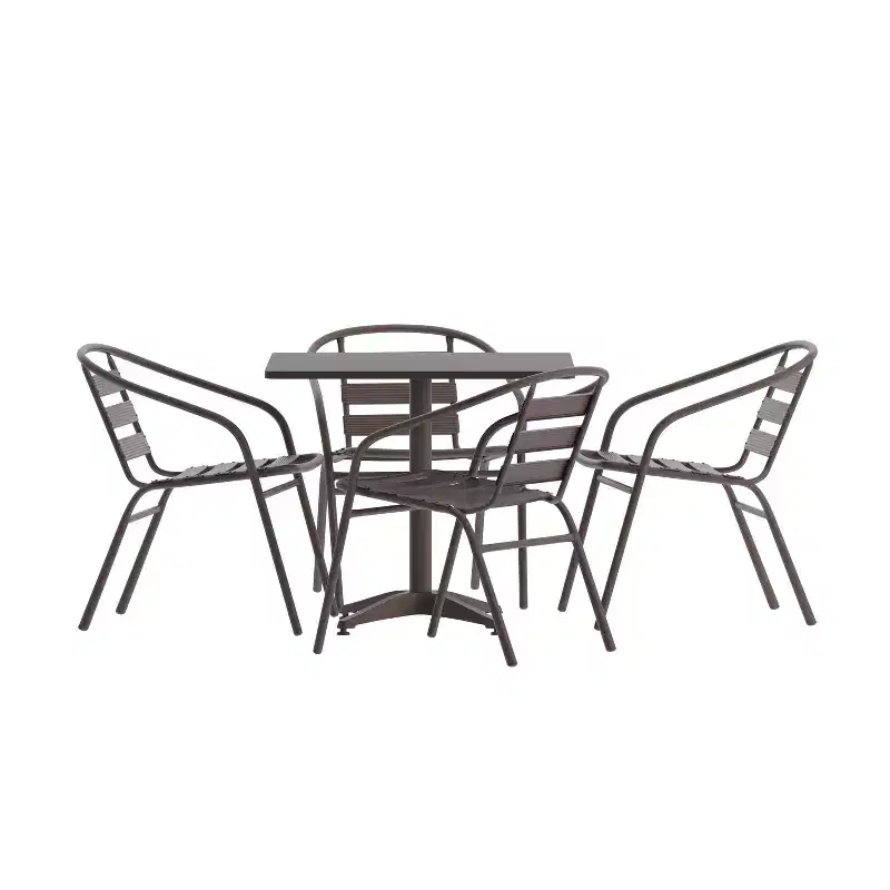 Flash Furniture Lila 31.5'' Square Aluminum Indoor-Outdoor Table Set with 4 Slat Back Chairs