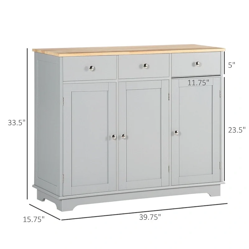 Buffet Cabinet with Drawers and Adjustable Shelves