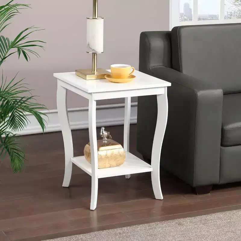 Square End Table with Spacious Two Tier Shelves, Transitional Accent Table Perfect for Storage and Stylish Living Room Dcor