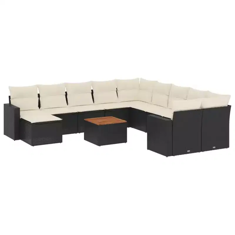 vidaXL Patio Sofa Set with Cushions Outdoor Furniture 12 Piece Poly Rattan