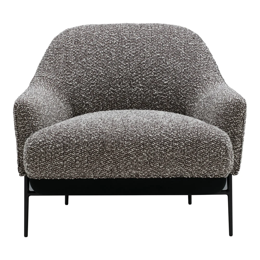 Contemporary Upholstered Lounge Chair with Sculptural Rounded Profile & Metal Frame for Living Room