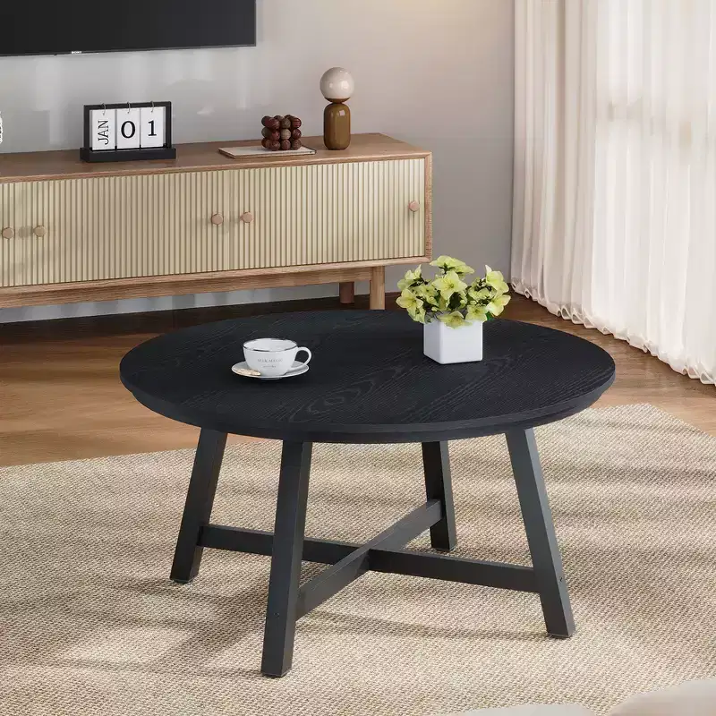 Round Coffee Table 36 Center Table, Circle Coffee Table Industrial Center Tables with Adjustable Feet
