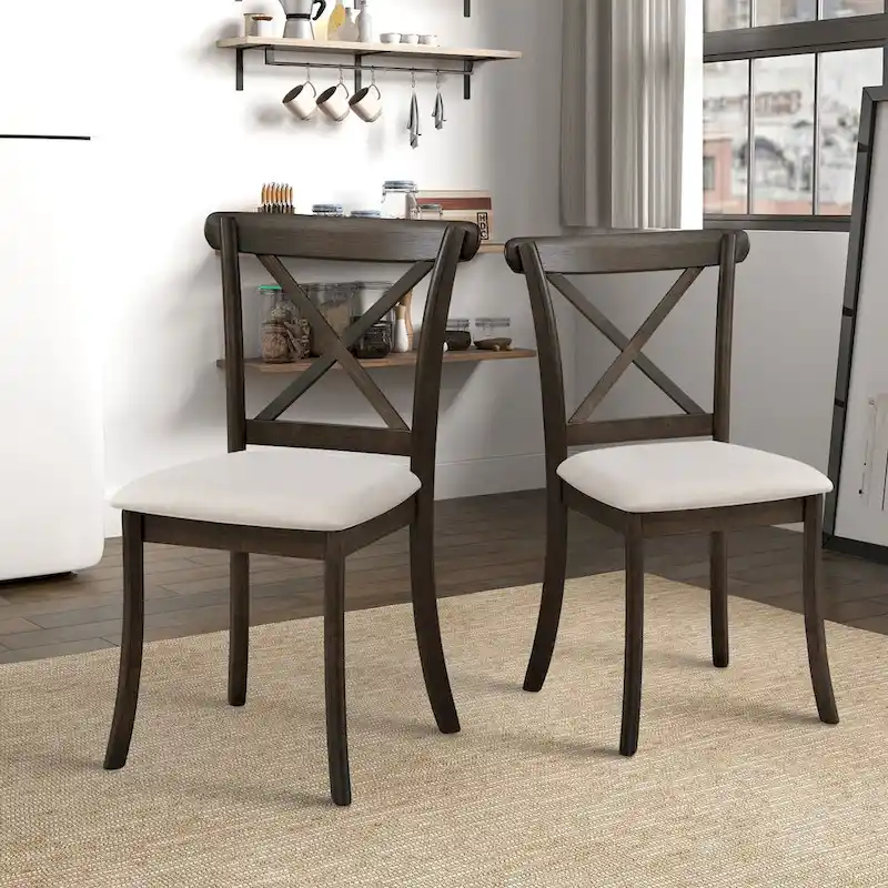 Wooden X Back Dining Chairs (2 Pcs)