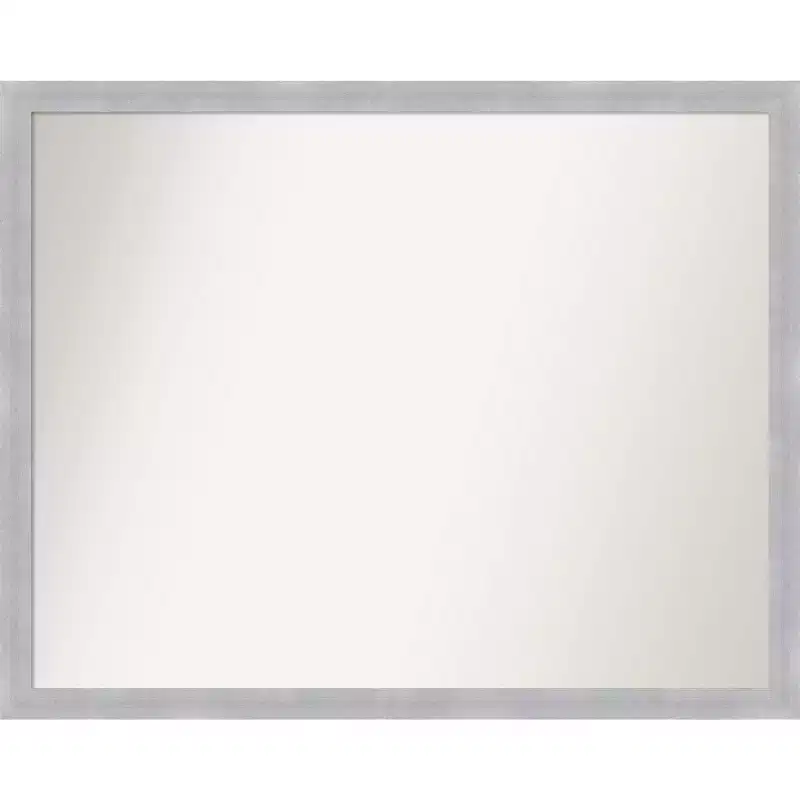 30" x 24" Non-Beveled Grace Brushed Nickel Narrow Wall Mirror - Amanti Art: Modern Rectangle, Polystyrene Frame