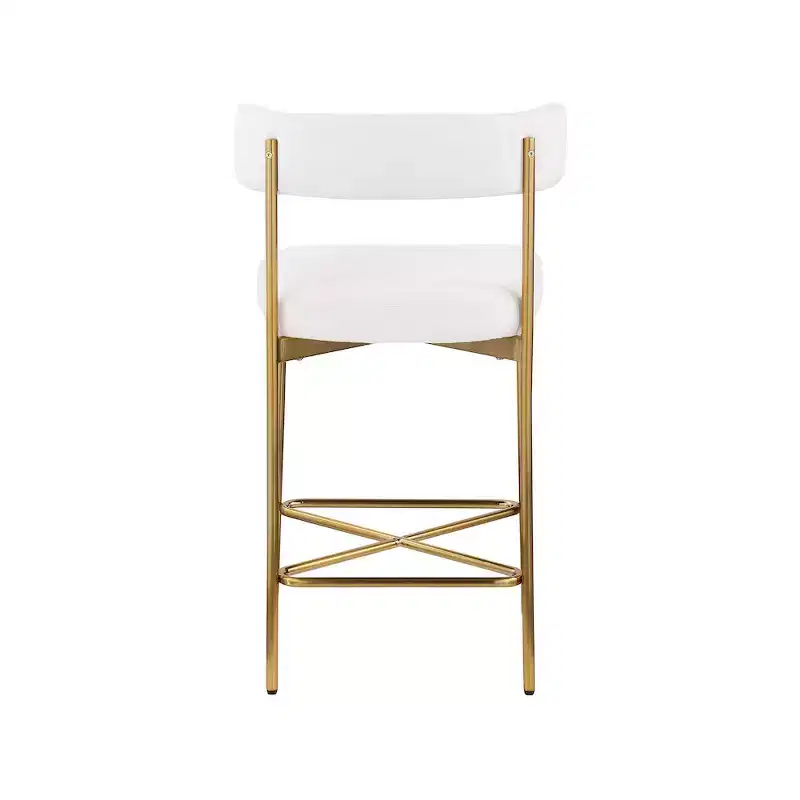 Meridian Furniture,Rivage Cream Durable Linen Textured Fabric Stool, Set of 2