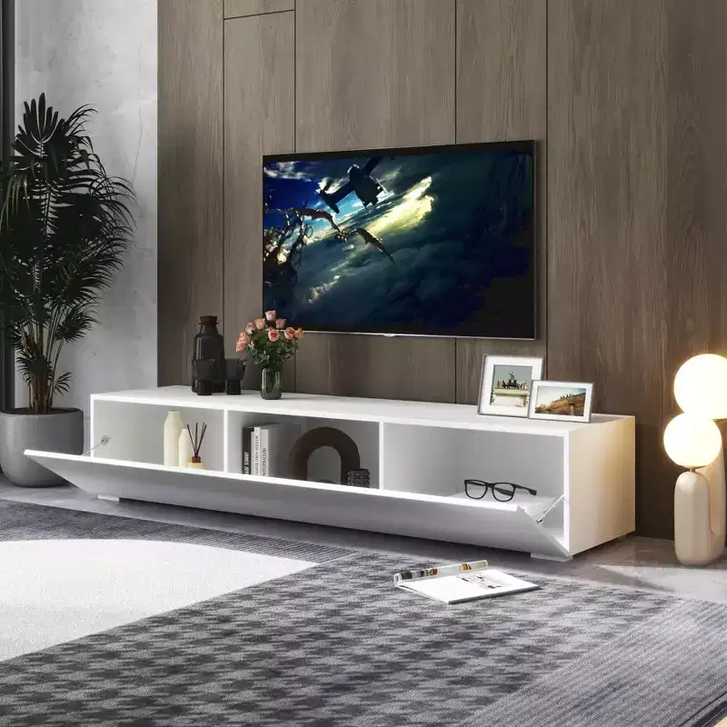White Floating Wall-Mounted TV Stand, for TVs up to 59