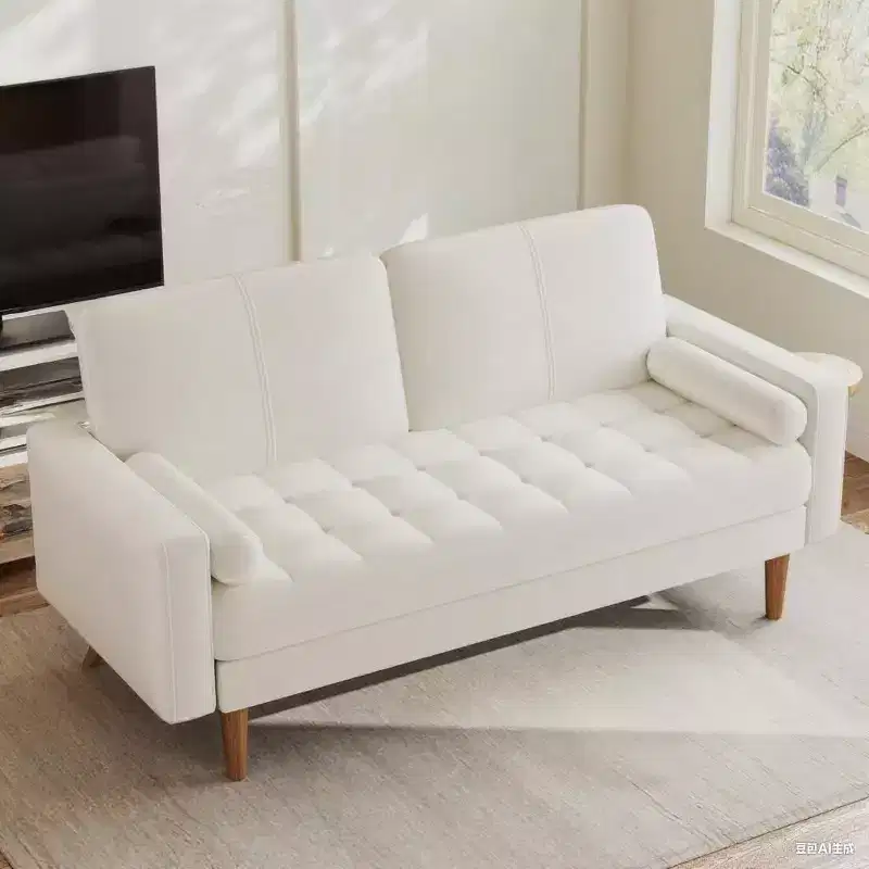 Dyonery 2-seater sofa, 55-inch velvet sofa with velvet cushion and pillow, Mid-century modern sofa, suitable for living room, apartment